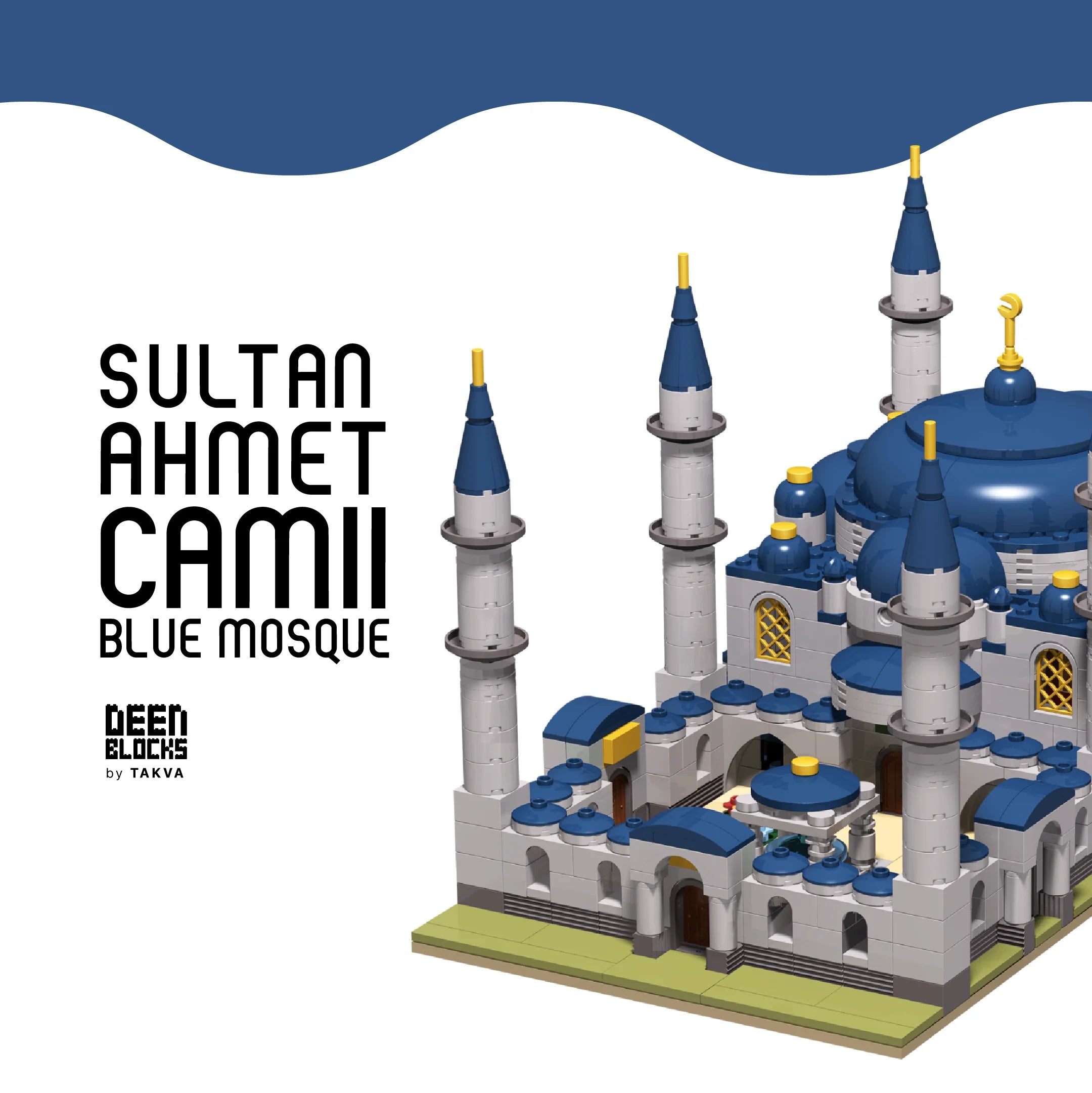 Sultan Ahmet Camii Blue Mosque Islamic building block set — front view showing the central dome, secondary domes, and minarets (mobile copy)