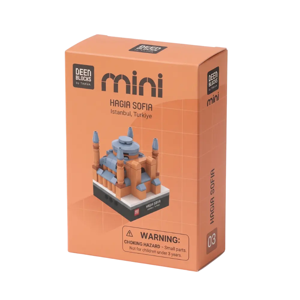 Retail box for the Hagia Sophia mini building blocks set, with the DEENBLOCKS Mini logo and the finished model pictured on the front