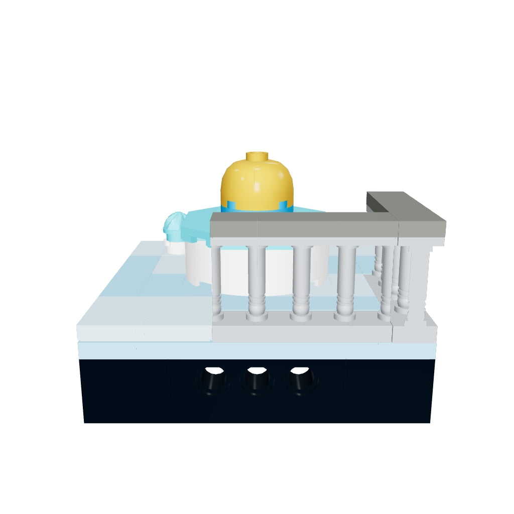 Interactive 3D model of the Dome of the Rock mini building blocks set that you can rotate and zoom, showing the golden dome, turquoise octagon, pillared arcade and Dome of the Chain