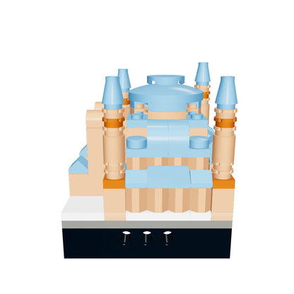 Interactive 3D model of the Hagia Sophia mini building blocks set that you can rotate and zoom, showing the grey-blue main dome, terracotta walls and four minarets